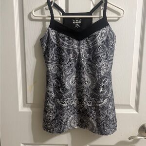 Reebok Black and White Paisley Tank Top - Small